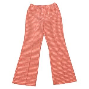 Vintage 1970s Orange Gingham Wide Leg Pants Pull On Flare FLAWS Paper Tag